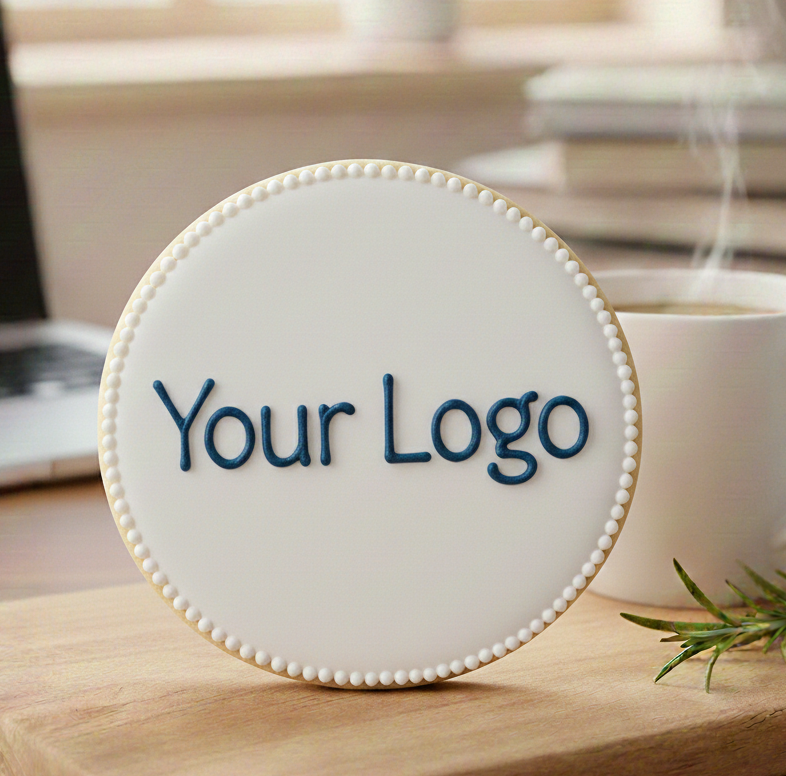 A round cookie with white background and a legend thar reads Tour Logo